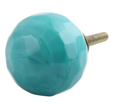 Round Sea Blue Glass Cabinet Knob 